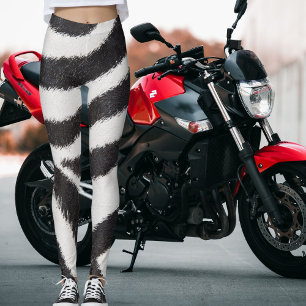 Schwarz Weiß Zebra Streifen Muster Wildtier Tier Leggings