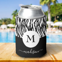 Schwarz Weiß Zebra Tierdruck Monogramm Name Chic