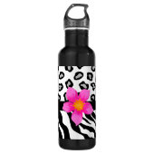 Schwarz-Weiß-Zebra und Geparden-Blume Trinkflasche (Vorderseite)