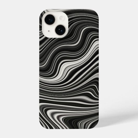 Schwarz-Weiß-Zebra-Wavy-Abstraktion iPhone Hülle (Rückseite)
