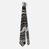 Schwarz-Weiß-Zebra-Wavy-Abstraktion Krawatte (Vorderseite)