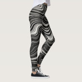 Schwarz-Weiß-Zebra-Wavy-Abstraktion Leggings (Rechts)