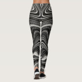 Schwarz-Weiß-Zebra-Wavy-Abstraktion Leggings (Rückseite)