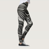Schwarz-Weiß-Zebra-Wavy-Abstraktion Leggings (Rechts)