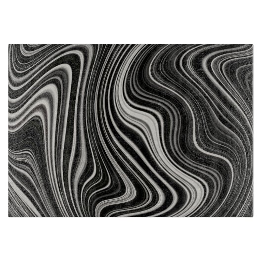 Schwarz-Weiß-Zebra-Wavy-Abstraktion Schneidebrett (Vorderseite)