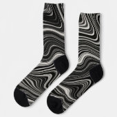Schwarz-Weiß-Zebra-Wavy-Abstraktion Socken (Linkes Detail)