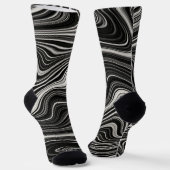 Schwarz-Weiß-Zebra-Wavy-Abstraktion Socken (Gewinkelt)