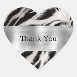Schwarz-weiß Zebra Wedding Herz-Aufkleber