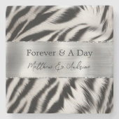 Schwarz-weiß Zebra Wedding Steinuntersetzer (Vorderseite)
