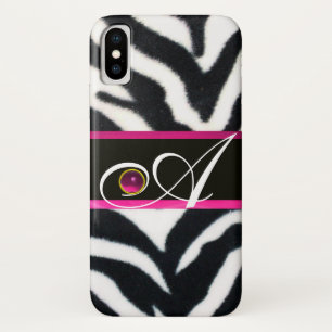 SCHWARZ WEIß ZEBRAFELL FUCHSIA ROSA EDELSTEIN MONO Case-Mate iPhone HÜLLE