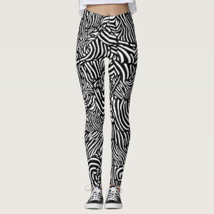 Schwarz-Weiß-Zebramuster Leggings