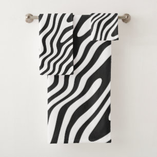 Schwarz-Weiß-Zebrastreifen Badhandtuch Set