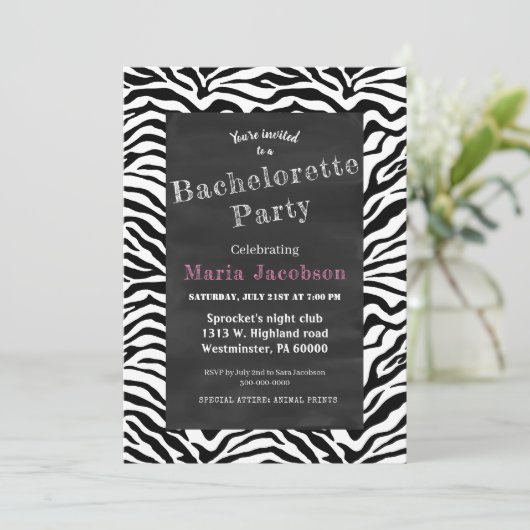 Schwarz-Weiß-Zebrastreifen Einladung (Stehend Vorderseite)