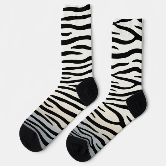 Schwarz-Weiß-Zebrastreifen Exotische Tierdrucke Socken (Linkes Detail)