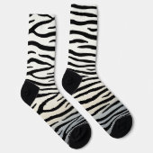 Schwarz-Weiß-Zebrastreifen Exotische Tierdrucke Socken (Rechts)