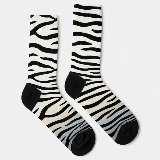 Schwarz-Weiß-Zebrastreifen Exotische Tierdrucke Socken (Rechts)