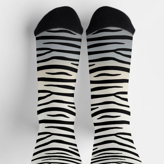 Schwarz-Weiß Zebrastreifen Fun Exotic Animal Legs Socken (Oben)