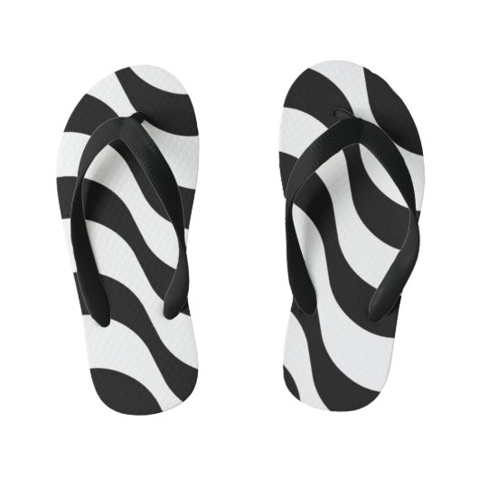 Schwarz + Weiß Zebrastreifen Muster modern Kinderbadesandalen (Fußbett)