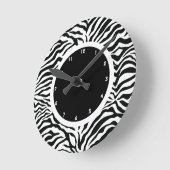 Schwarz-Weiß-Zebrastreifen Runde Wanduhr (Winkel)