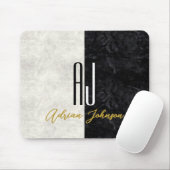 Schwarz-Weiß-Zeichen aus Marmor Mit Monogramm Mousepad (Mit Mouse)