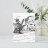 Schwarz-Weiß-Zeichn eines Segelschiffs Postkarte (Stehend Vorderseite)