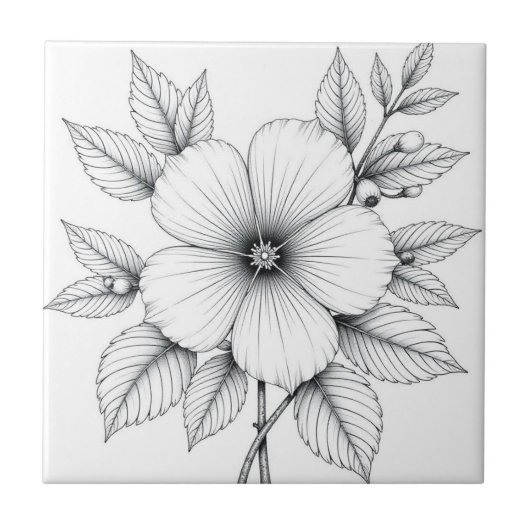 Schwarz-Weiß-Zeichn Fliese (Vorderseite)