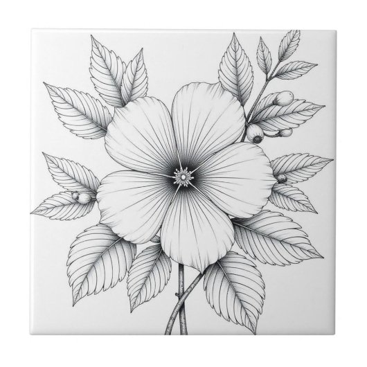 Schwarz-Weiß-Zeichn Fliese