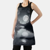 Schwarz-Weiß-zeichn, See und Sterne Schürze (InSitu)