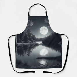 Schwarz-Weiß-zeichn, See und Sterne Schürze