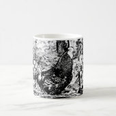 Schwarz-Weiß-zeichn von Rooster auf der Tasse (Mittel)
