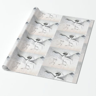 Schwarz-weiß Zeichnend Jagd auf Graphuc Geschenkpapier