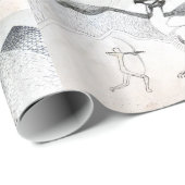 Schwarz-weiß Zeichnend Jagd auf Graphuc Geschenkpapier (Rolleneckpunkt)