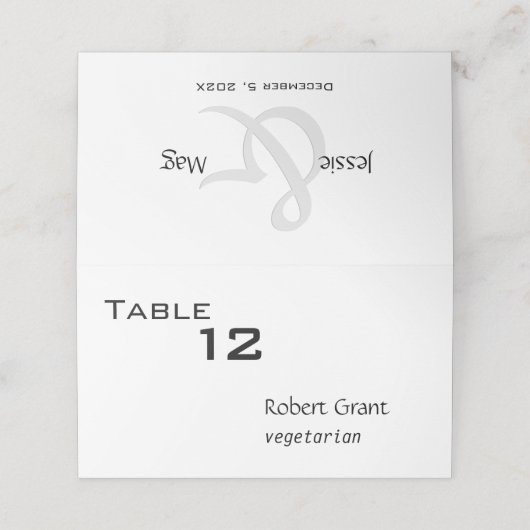 Schwarz-Weiß-Zeitgenössische geklappte Platzkarte (Außenseite Aufgefaltet)