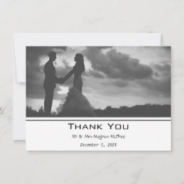 Schwarz-Weiß-zeitgenössisches Foto Dankeskarte