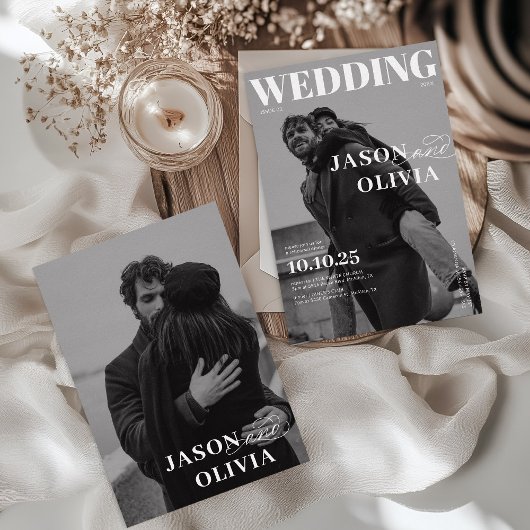 Schwarz-Weiß-Zeitschrift Cover Probe Dinner Einladung