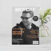 Schwarz-Weiß-Zeitschrift Editorial 66. Geburtstag Einladung (Stehend Vorderseite)