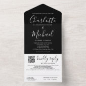 Schwarz-Weiß-Zeitschrift QR Code Hochzeit All In One Einladung (Innen Boden)