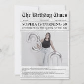 Schwarz-Weiß-Zeitung 30. Geburtstag Einladung (Vorderseite)