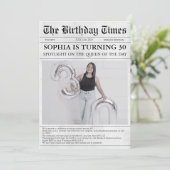 Schwarz-Weiß-Zeitung 30. Geburtstag Einladung (Stehend Vorderseite)