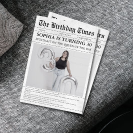 Schwarz-Weiß-Zeitung 30. Geburtstag Einladung