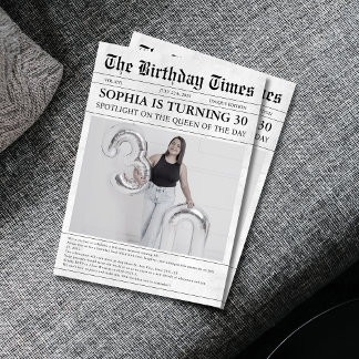 Schwarz-Weiß-Zeitung 30. Geburtstag Einladung