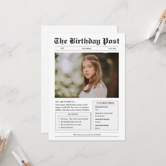 Schwarz-Weiß-Zeitung zum Geburtstag Einladung