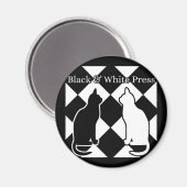 Schwarz-Weiß-Zeitungskatzen-Magnet Magnet (Vorderseite/Rückseite)