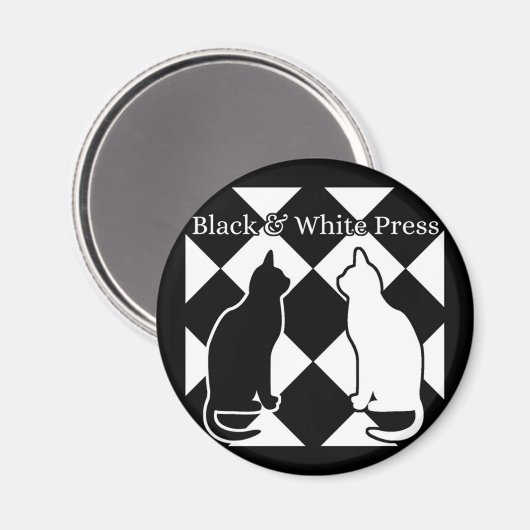 Schwarz-Weiß-Zeitungskatzen-Magnet Magnet (Vorderseite/Rückseite)