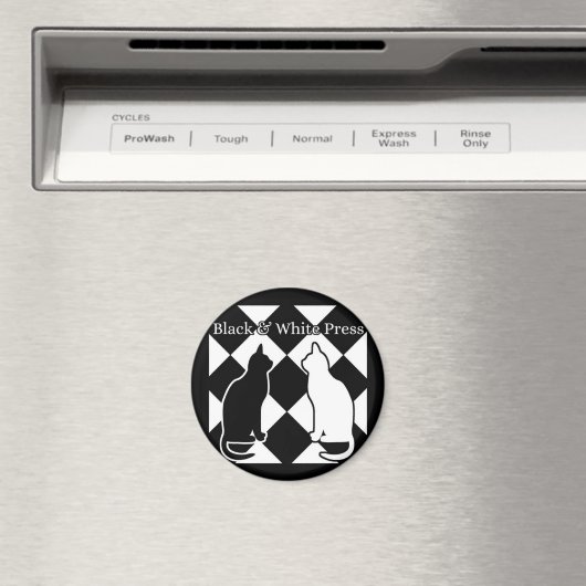 Schwarz-Weiß-Zeitungskatzen-Magnet Magnet (In Situ (Geschirrspüler))