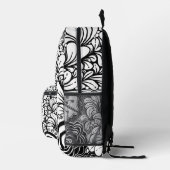 Schwarz-Weiß-Zen-Blumen Gemustert Zeichnend Bedruckter Rucksack (Rechts)