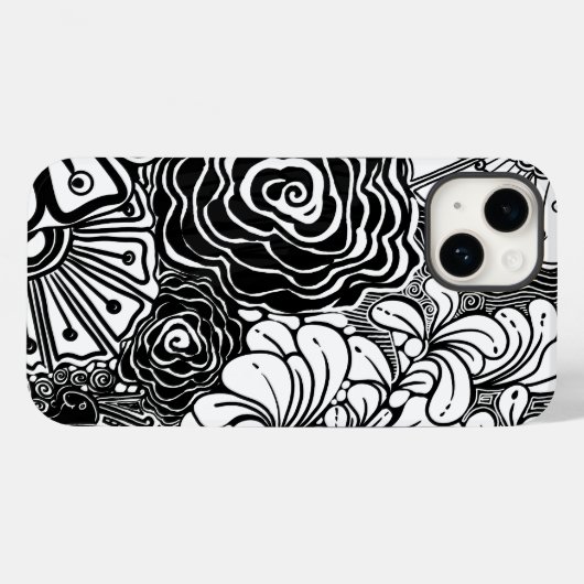 Schwarz-Weiß-Zen-Blumen Gemustert Zeichnend Case-Mate iPhone Hülle (Rückseite (Horizontal))