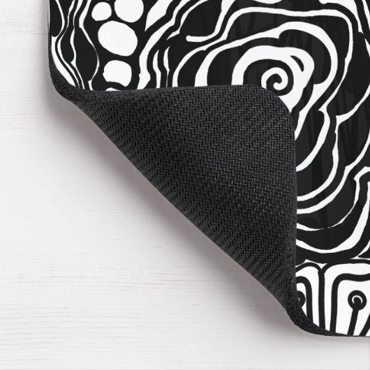 Schwarz-Weiß-Zen-Blumen Gemustert Zeichnend Mousepad (Ecke)