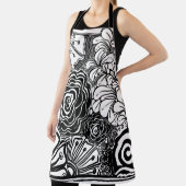 Schwarz-Weiß-Zen-Blumen Gemustert Zeichnend Schürze (InSitu)