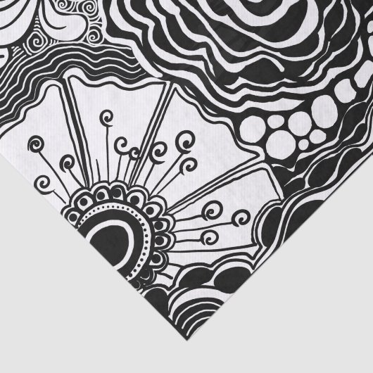 Schwarz-Weiß-Zen-Blumen Gemustert Zeichnend Seidenpapier (Ausschnitt)